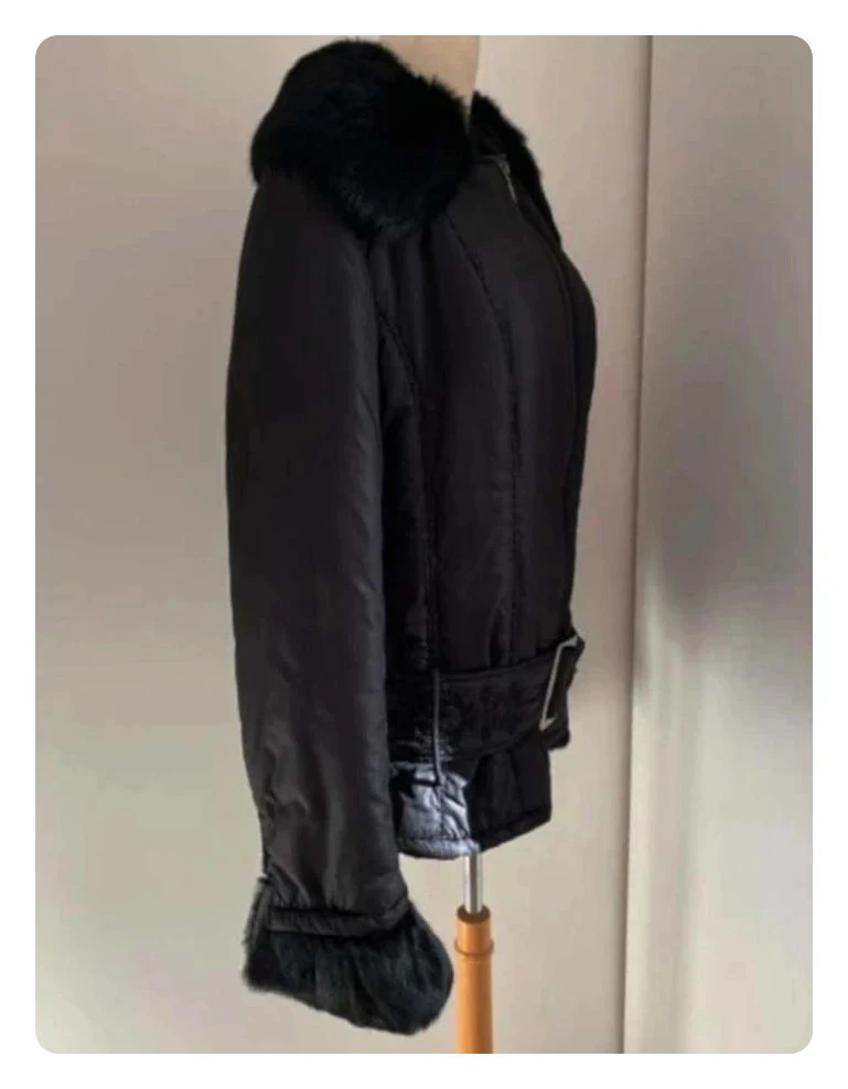 Casaco List Vestido longo de pelúcia preta Tamanho 46 (Italiano) – photo 2